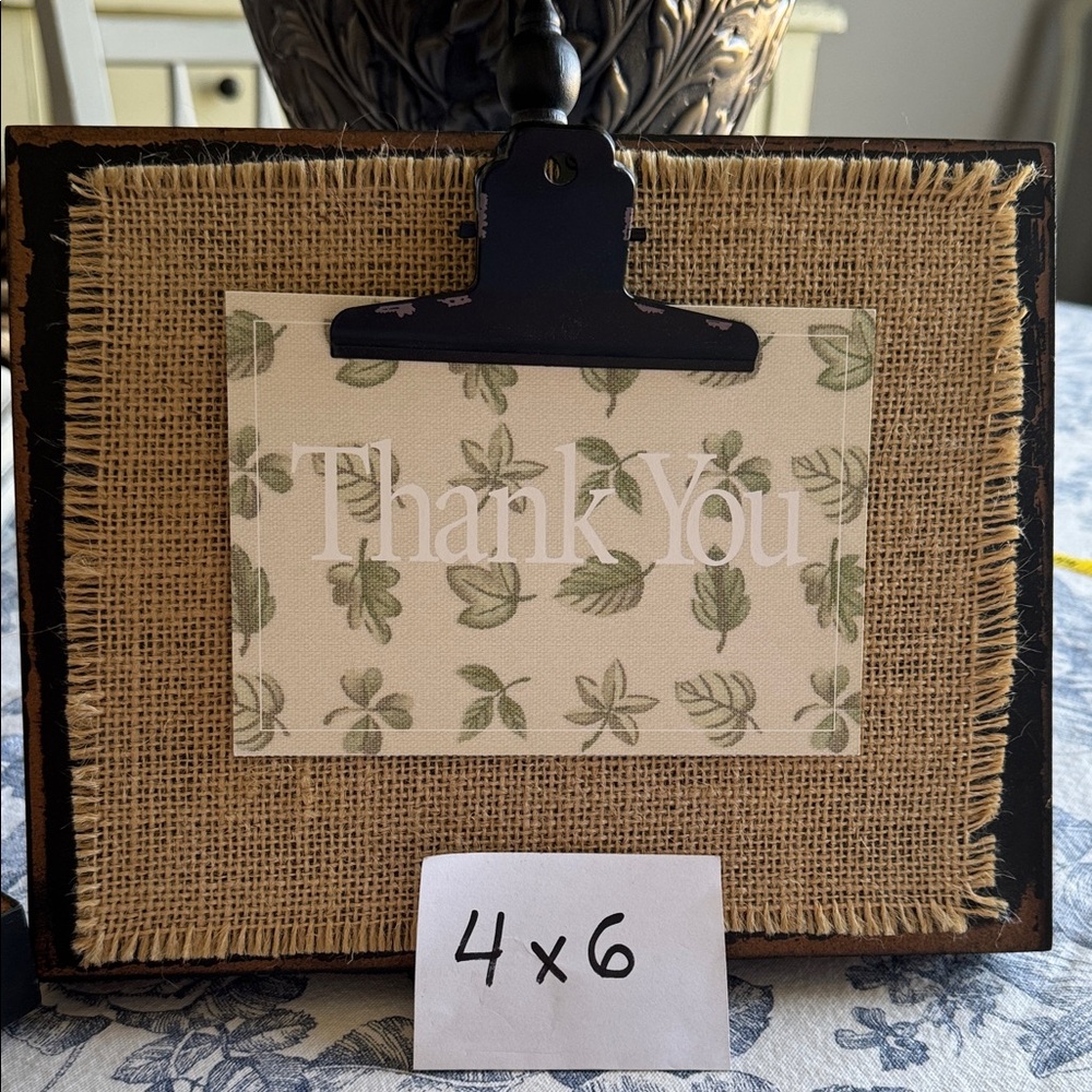Elegant Black Burlap Easel Photo Frame NWOT